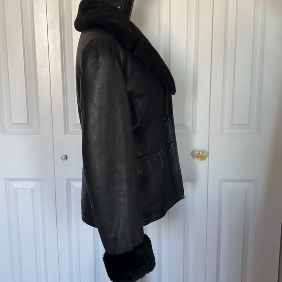 VTG Susie Tompkins Faux Fur Trimmed Genuine Leather Jacket - Picture 4 of 10